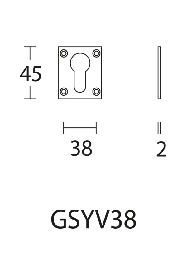 Timeless GSYV38 cilinderplaatje vierkant mat nikkel